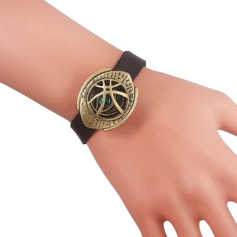 Avengers Bangles Bracelets Doctor Strange Eye of Agamotto Iron Man Arc Reactor Captain Marvel Thanos Leather Rope Bracelet Gift