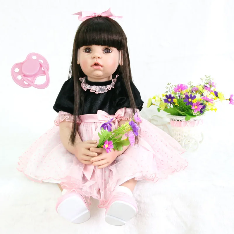 60 см силикона Reborn Baby Doll игрушка 24 ''винил принцесса малыша живой Bebe большие дети кукла Детские куклы на день рождения подарок для девочек Boneca