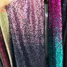 Градиент цвета зеленый розовый красный золотой черный блесток ткань стрейч спандекс вышитые сетки африканские Кружева блесток ткань для платья DIY