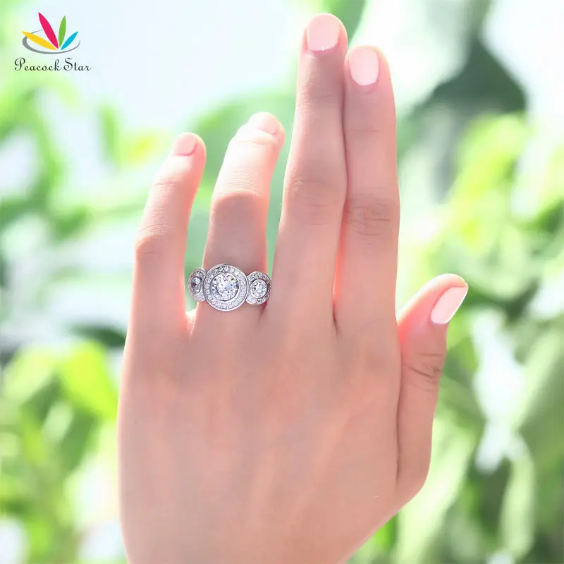Günstig Pfau Star Art Deco 2,5 Karat Solide 925 Sterling Silber Hochzeit Verlobungsring Schmuck CFR8089