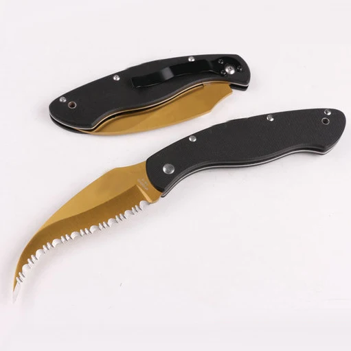 

Pocket Knife For Survival hunting Serrated G10 handle 59HRC blade Folding outdoor Tactical multi EDC Tool camping hunting knives