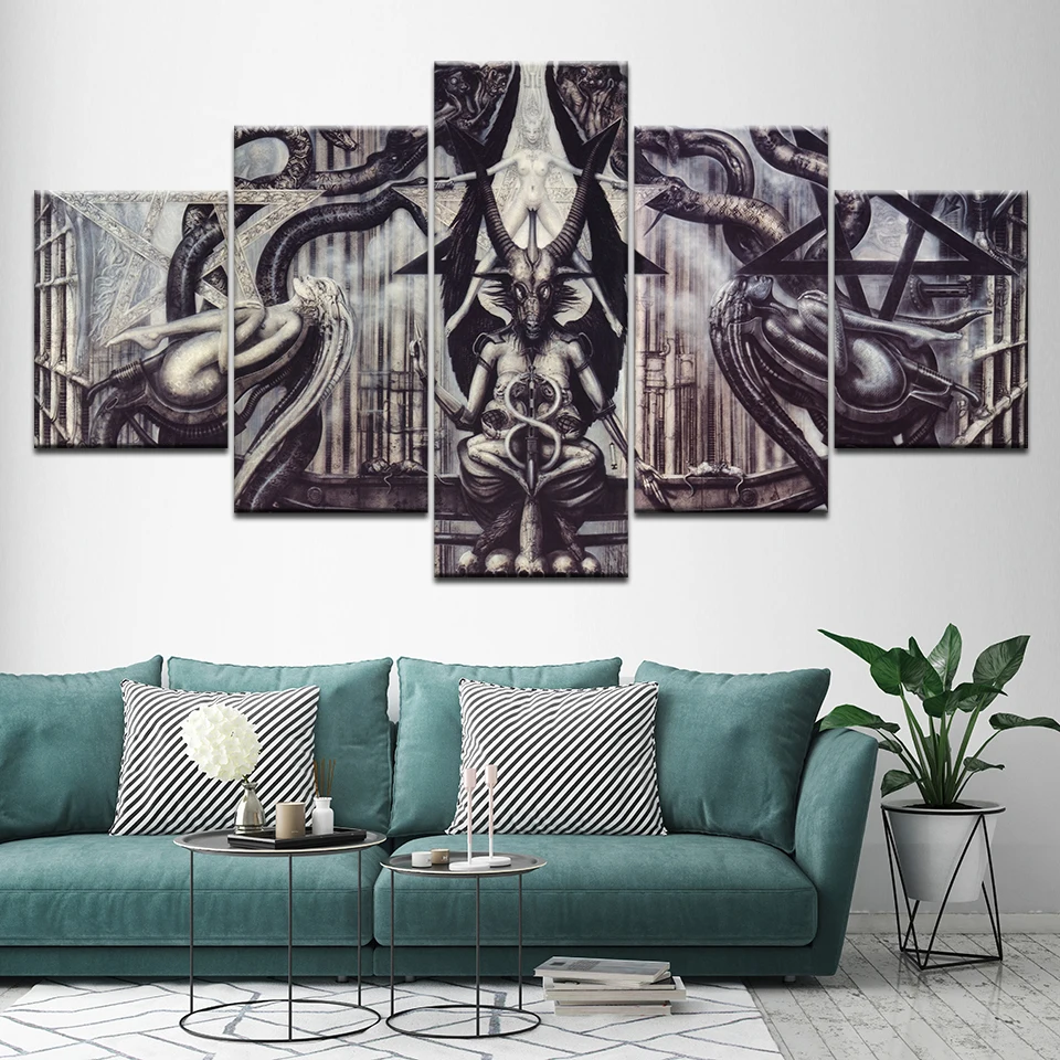 

HD Print 5 piece Modular Sexy alien totem art canvas painting modern wall art picture print for living room home decor artwork