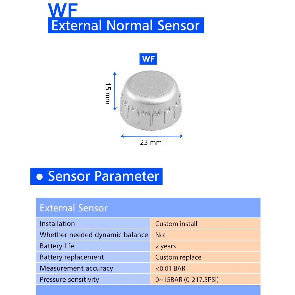 Автомобильная система контроля давления в шинах TPMS U901T WF с внешним датчиком и