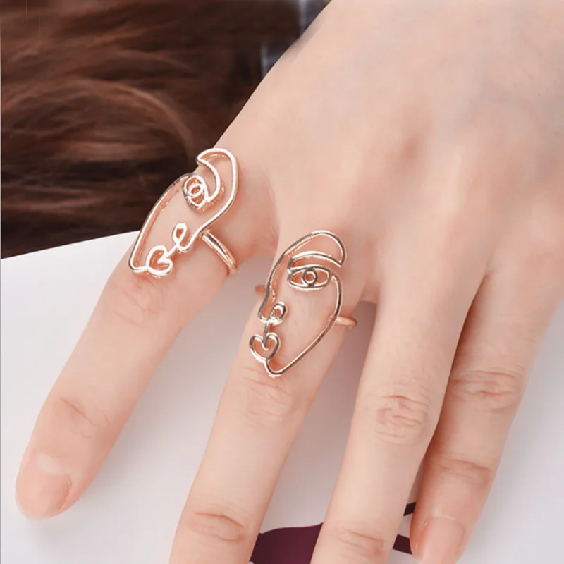

2pc/Set Punk Style Human Face Rings Funny Ghost Ring Set For Men Women Geeks Jewelry Free Shipping