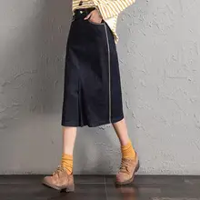 Новая мода весна осень повседневные юбки для женщин полномерная прямая юбка джинсовая смесь хлопка средней икры, коррекция tyn0806