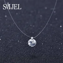 SMJEL Runde Unsichtbare Kette Kristall Strass Halsband Halskette Anhänger Frauen Unsichtbare Angelschnur Halskette Schmuck Dekoration