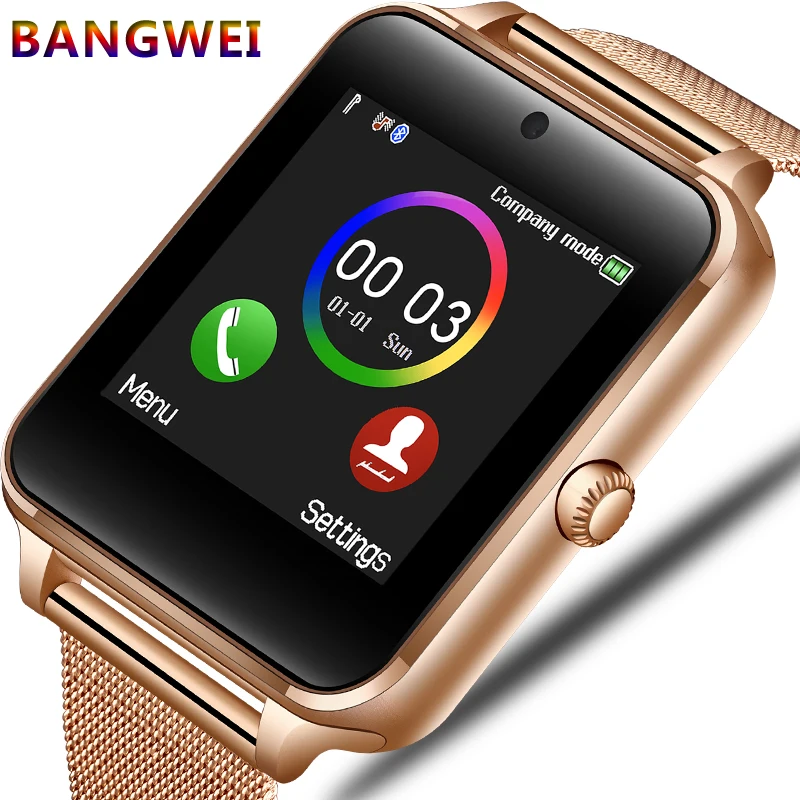 

BANGWEI Men Smart Watch Bluetooth Sport Activity Tracker SmartWatch Support SIM TF Box Camera for Android Smart Watch + Box