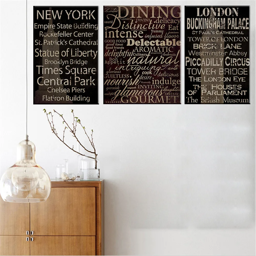 Kanvas Lukisan English Alphabet Gambar Dinding Poster Dekorasi Rumah