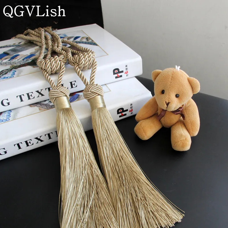Qgvlish 2pcs Curtain Tiebacks Tassel Fringe Straps Hanging Belt