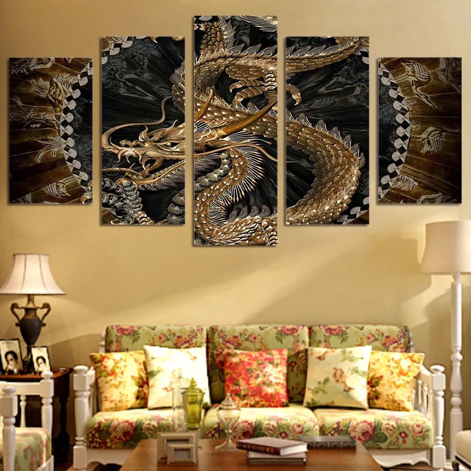 HD-Printed-5-piece-canvas-art-chinese-dragon-painting-livingroom-decor-wall-canvas-art-Free-shipping
