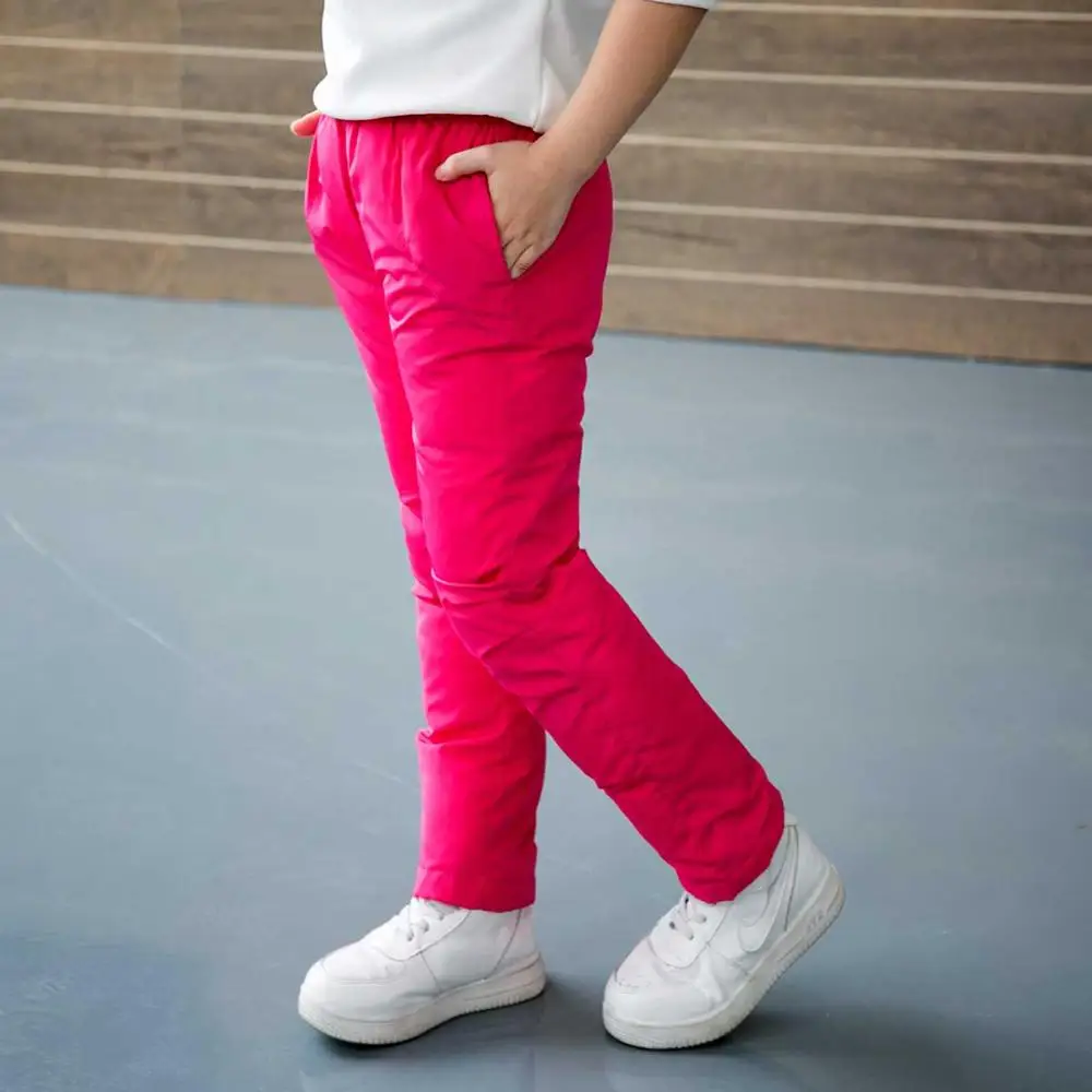 Kindstraum/Коллекция года; Плотные хлопковые пуховые брюки для мальчиков; зимняя однотонная Одежда для девочек; повседневные детские брюки с эластичной резинкой на талии; RC1635 - Цвет: red heart