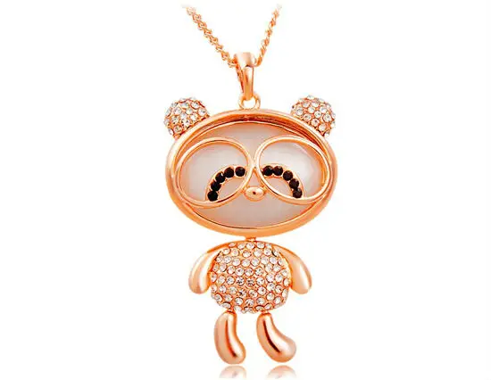 New Cute bear Pendant Crystal &amp Opal Decoration Necklace LHP-4498D | Украшения и аксессуары
