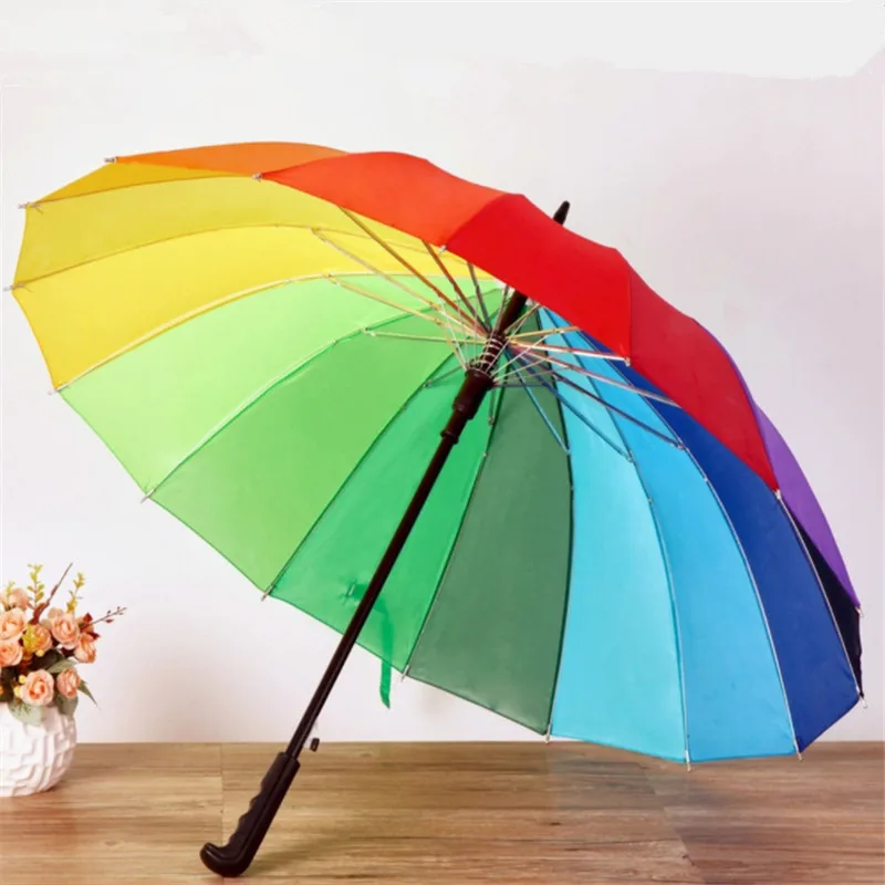 

Fold 16K Windproof Umbrella Rain Women Rainbow Colors Umbrella