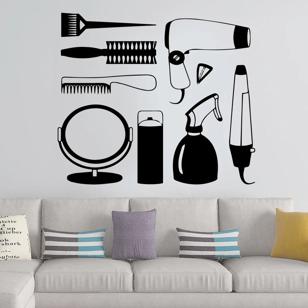 

Drop Shipping Hair salon Self Adhesive Vinyl Wallpaper Decor Living Room Bedroom Decorative Vinyl Wall Stickers