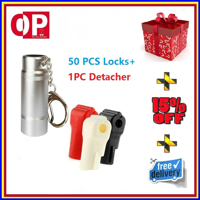 

free shipping 50pcs Shopping Mall Anti-theft Display Stop Lock, Stop Lock for Stem Hooks+1pc detacher