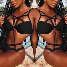 Модный женский купальник в африканском стиле, бандажный комплект бикини, пуш-ап Мягкий купальный костюм, однотонный купальник с высокой талией, сексуальная пляжная одежда