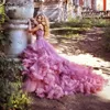 Luxury Pregnant Bridal Gown Fluffy Cloud Long Train Crystal Wedding Dress Burgundy Cloud 2022 Wedding Dresses HA2004 ► Photo 1/6