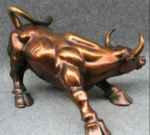 Shitou 001778 18 "народные Китай Год Зодиак Чистая Бронзовый Украшения Фэншуй Сильный Бык Бык Статуя скидка 30% (C0324)