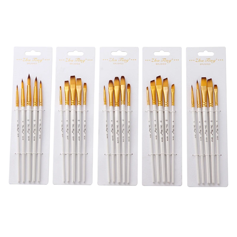 

5/10Pcs Nylon Hair Wooden Handle Watercolor Paint Brush Pen Set for Learning Oil Acrylic Painting Art Paint Brushes Supplies