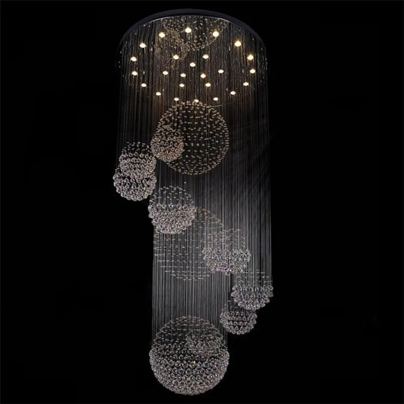 

Luxury Large Modern LED Crystal Chandelier For Lobby Home Lustres De Cristal Staircase Hanging Crystal Lighting Fixtures