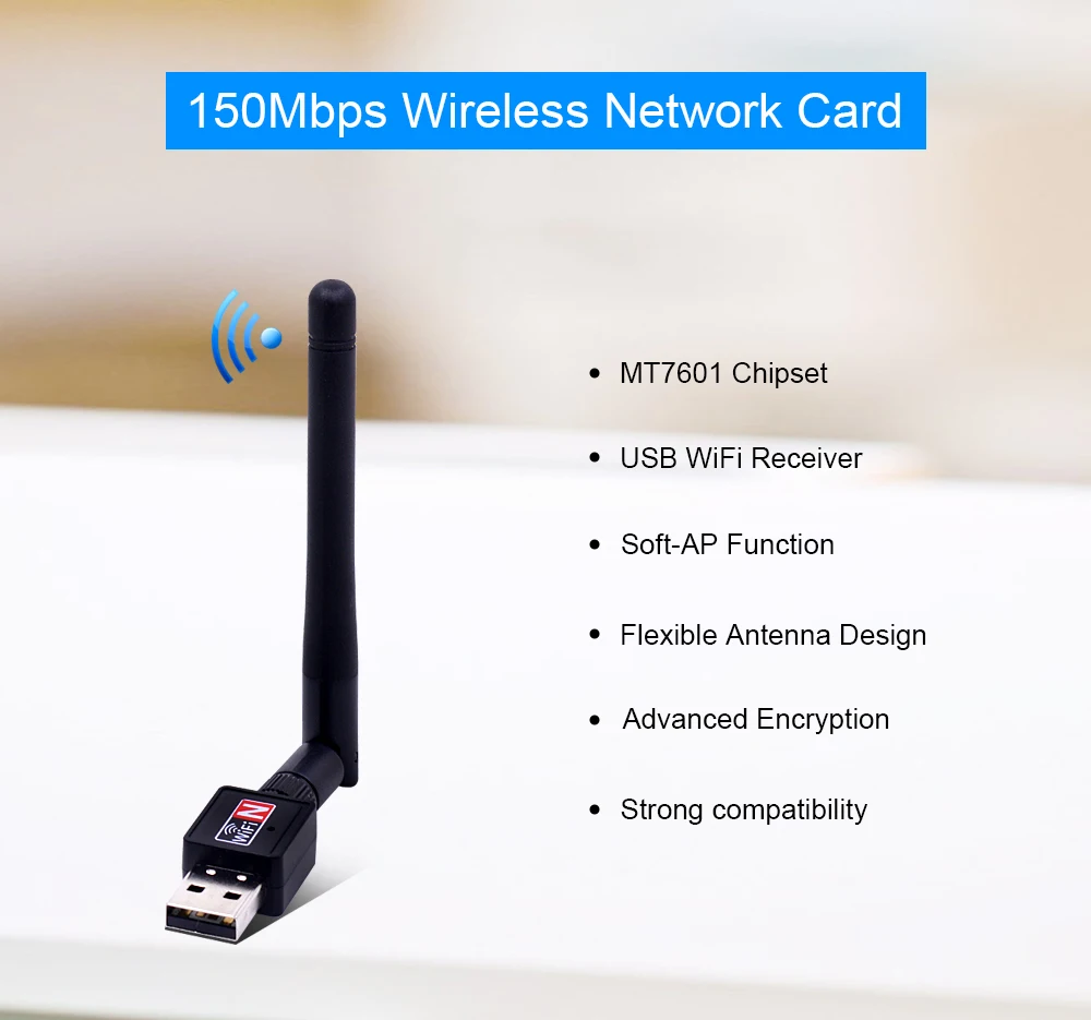 CHIPAL 150 Мбит/с Внешняя беспроводная сетевая карта Mini USB WiFi адаптер Антенна LAN Ethernet Wi-Fi приемник 802.11n для Windows Mac