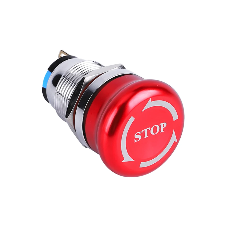 19 мм красный аварийный стоп логотип гриб SPST/DPDT защелкивающийся самоблокирующийся Водонепроницаемый 3 шпильки кнопочный переключатель