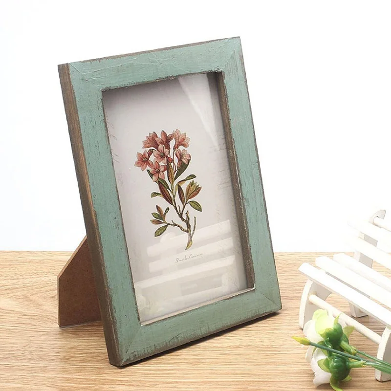 Retro Picture Frames Wooden Photo Frame Table Hanging Wall Mounted