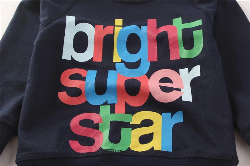 Letter Printing Children Boys Autumn Cotton T-shirt Clothing For 2016 New Jumpingbaby Brand Kids Teenage Full Sleeve Sweatshirt 09
