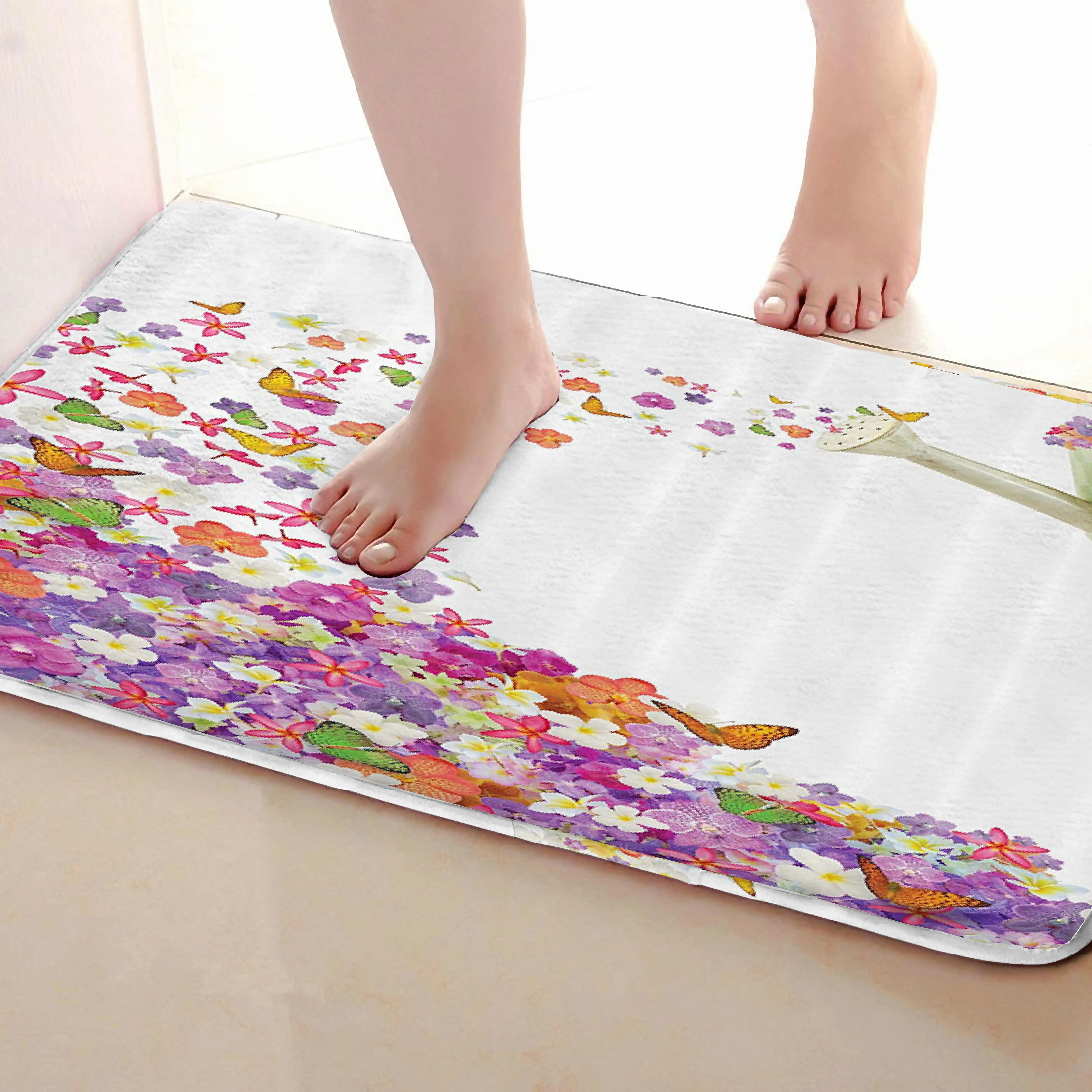 Бабочка Стиль Коврик для ванной комнаты, смешной Противоскользящий коврик для ванной, занавески для душа s аксессуары, соответствующие вашей душевой занавеске