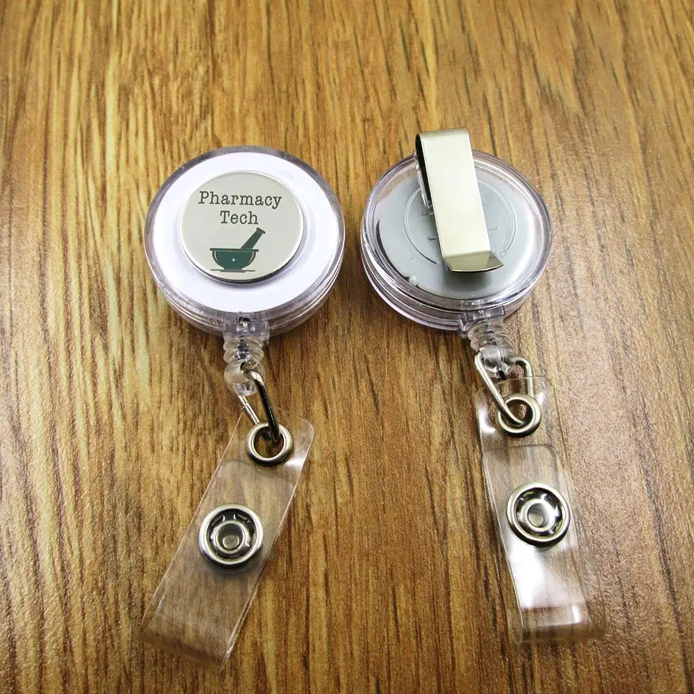 PHARMACY TECH ID Badge Reel for Docter Nurse Teacher Student