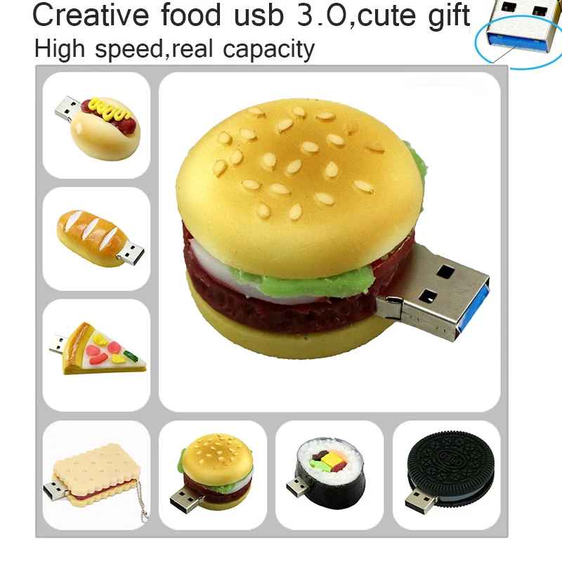 Флешка USB 3 0 объемом 64 ГБ флешка usb 8 16 32 картофель фри пицца гамбургеры с полной
