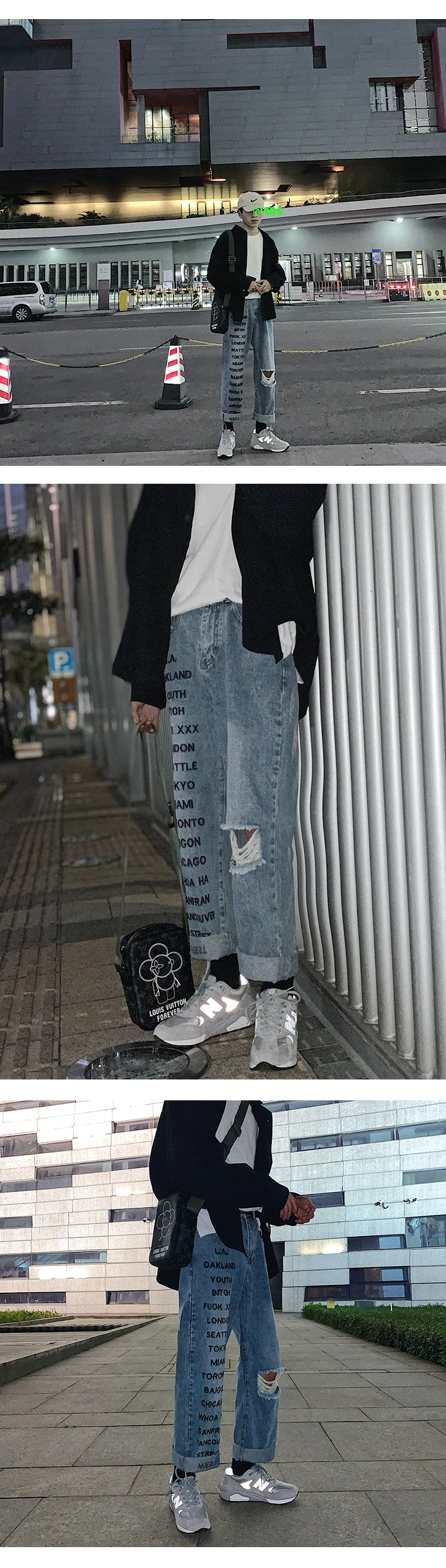 Весна и лето список трендовых пар корейской версии Харадзюку повседневные мужские джинсовые брюки с дырками в стиле хип-хоп