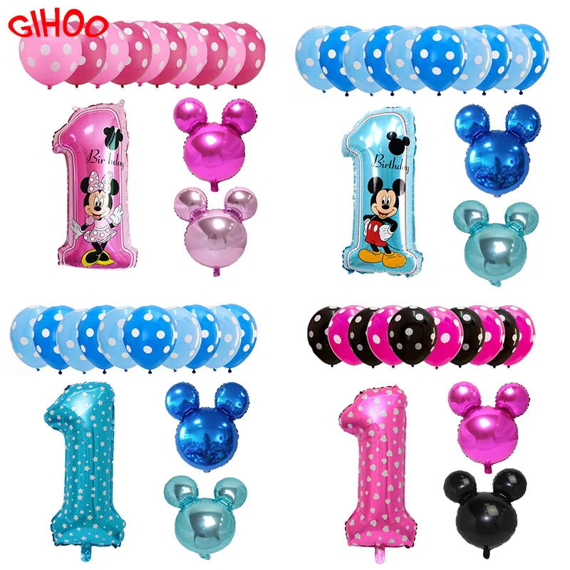 

13PCS Mickey Mouse Minnie Balloons Number Foil Balloons Baby Shower Helium Dot Latex Balloon Kids Toy Birthday Party Decoration