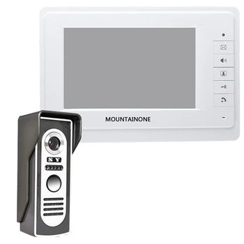 

Mountainone 7-Inch Display Cable Video Phone Doorbell Infrared Rainproof Wireless App Unlock Intercom System White +Black Abs