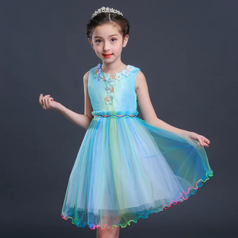 Children S Clothing Summer Girls Dress Kids Baby Personality Colorful Flowers Princess Dress Girl Show Fluffy Dress Fashion Dresses Aliexpress