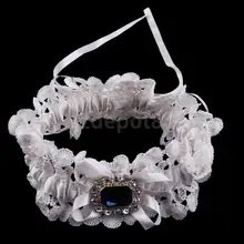 Свадебные белые кружевные подвязки хрустальные сапфировые очаровательные аксессуары для выпускного