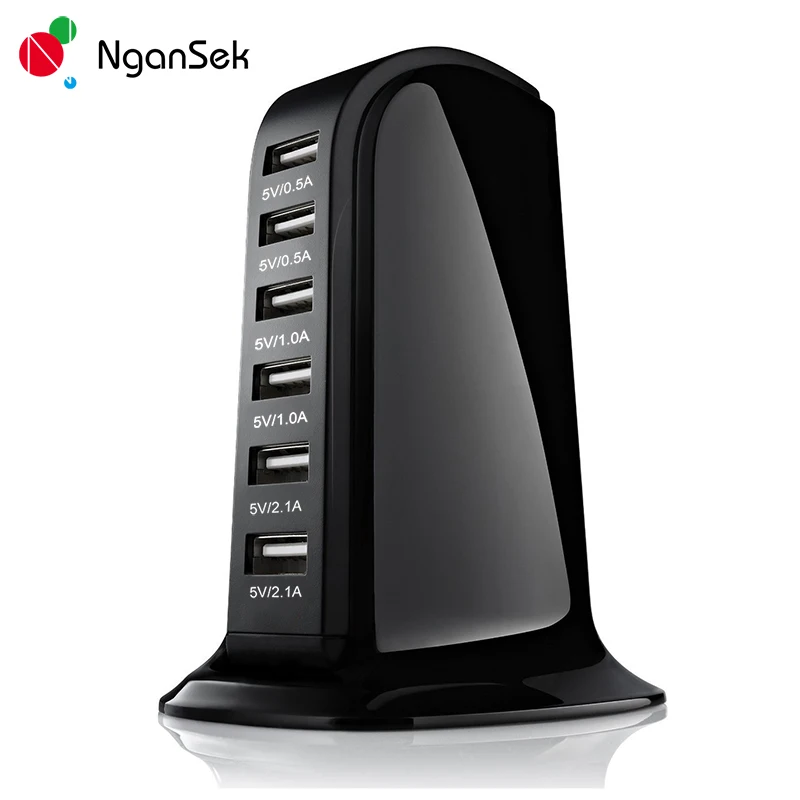 Ngansek 6 Порты USB Зарядное устройство для Huawei Xiaomi Мобильный телефон Apple адаптер ЕС