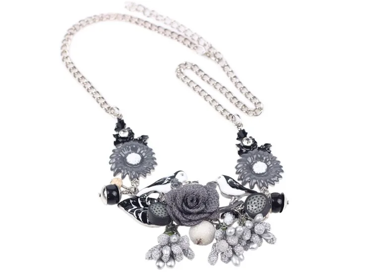 Bonsny Эмаль ожерелье с цветами из сплава подвеска на длинной цепочке воротник уникальные украшения для женщин обувь девочек подростков подарок вечерние интимные аксессуа