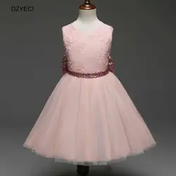 DZYECI/пышное платье для маленьких девочек; праздничный костюм; одежда для малышей; кружевное платье-пачка с большим бантом и открытой спиной;