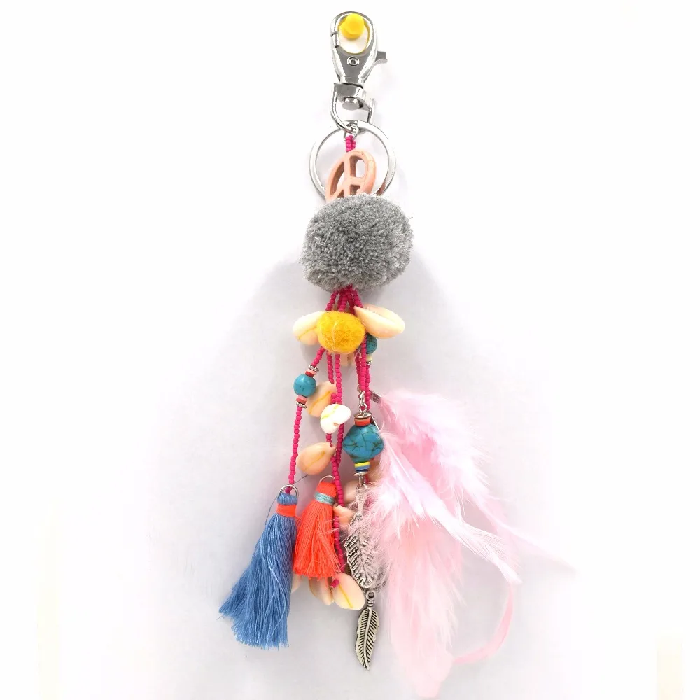 New Fashion Car Key Chains Lanyards Key Ring Key Finders Feather Tassel  Keychains Pompous Pendants Bag Rings Keychains