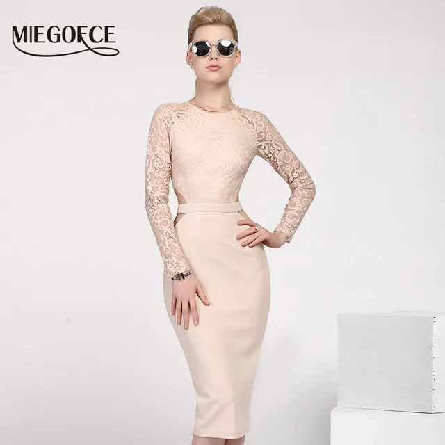 MIEGOFCE 2016 Новое летнее поступление женское длинное платье кружевное круглый вырез вечернее коктейльное платье высокого качества