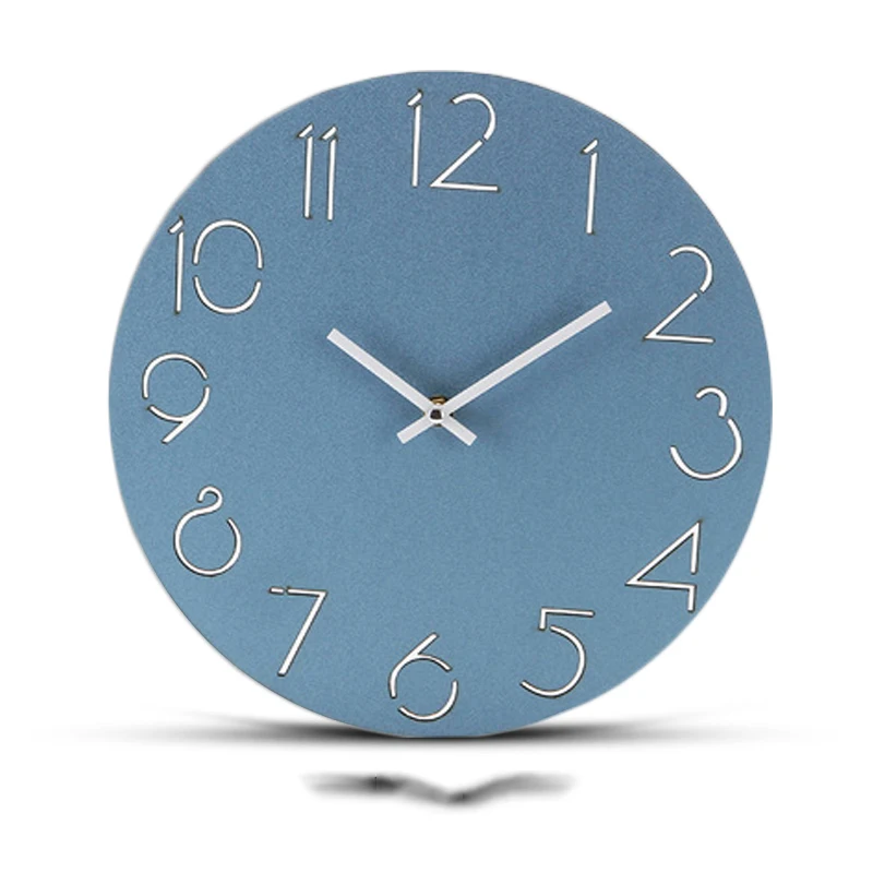 

12 Inch Modern Wall Clock Solid Color Needle Digital 12 Hours Quiet Movement Circular Watch Clocks for Bedroom Decoration Art