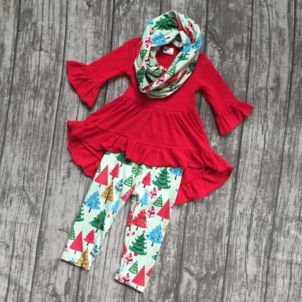 baby girls 3 pieces with scarf sets girls Christmas tree clothing baby