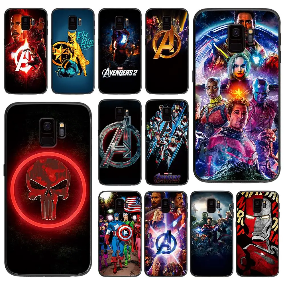 Marvel Мстители мягкий чехол для телефона samsung Galaxy S6 S7 S8 S9 S10e Plus Note 8 9 черный