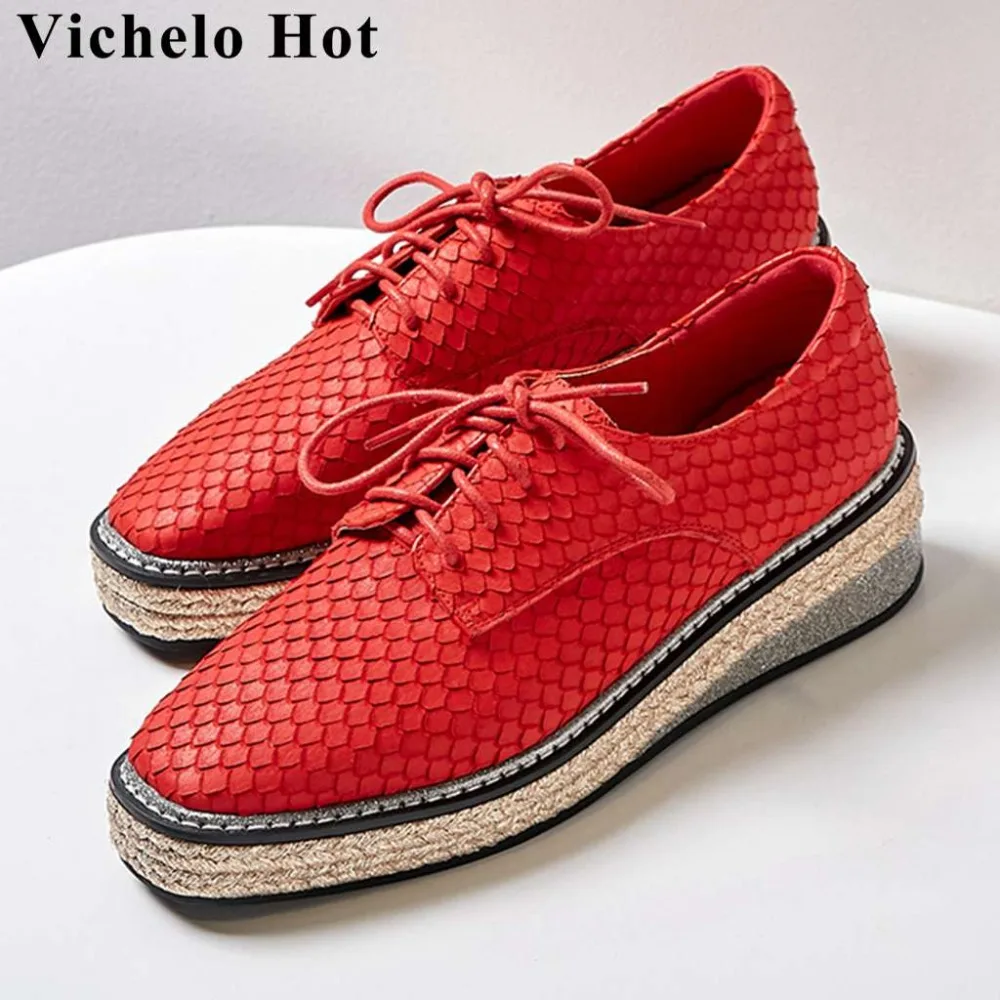 

Vechelo Hot cow leather fashion fish-scale pattern straw decoration square toe women pumps square toe dating party shoes L25