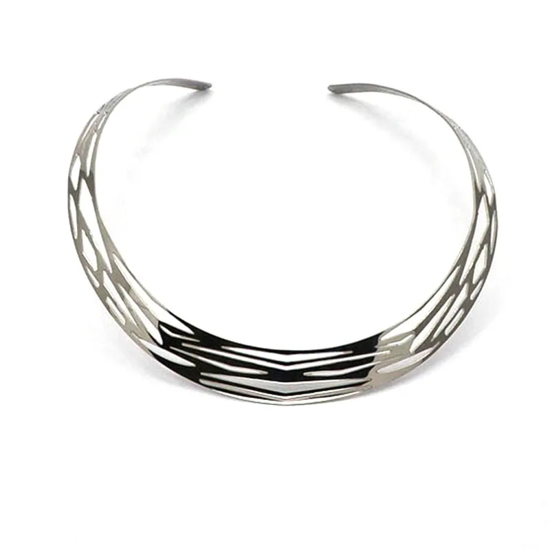 

New style wholesale stainless steel necklace personailzed design silver color torques necklace simple jewelry for women N04035