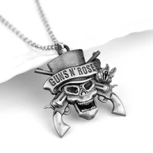 Rock music band guns n roses rosas crânio morte logo pingentes colares colar para mulher homem música série jóias