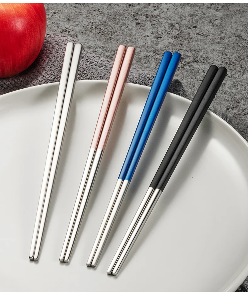 Многоразовые японские китайские корейские палочки для Суши Палочки для еды из нержавеющей стали металлический Железный набор палочек для еды с коробкой