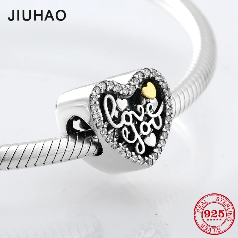 

Heart-shaped beads 925 sterling silver Family lover gift accessories trendy 2018 Fit Original Pandora Charm Bracelet Jewelry