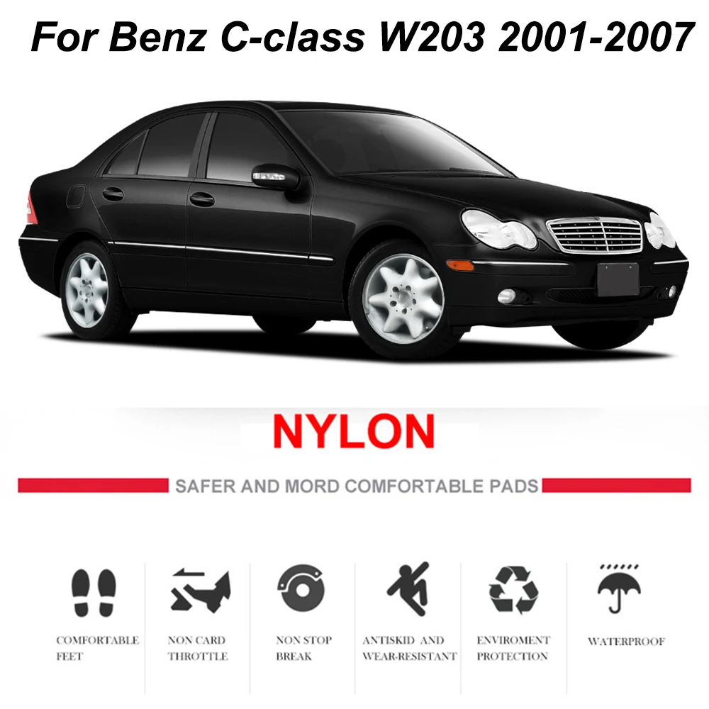 Для Benz C-класс W203 2001-2007 для леворульных автомобилей изготовленный на заказ автомобильный коврик с учетом коврик ковер автомобиля нейлона резиновая основа 2004 2005 2006